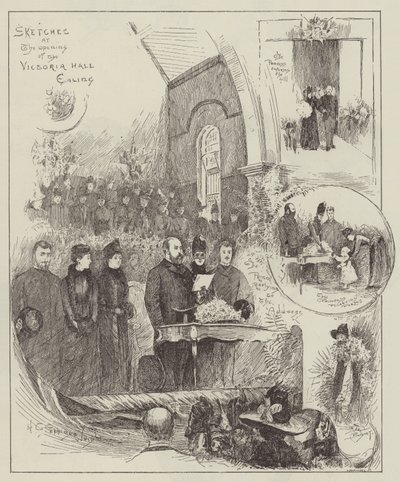 Bocetos en la inauguración del Victoria Hall, Ealing de Henry Charles Seppings Wright