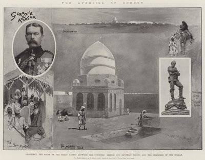 La venganza de Gordon, Omdurman, la escena de la gran batalla entre las tropas británicas y egipcias combinadas y los derviches del Sudán de Henry Charles Seppings Wright