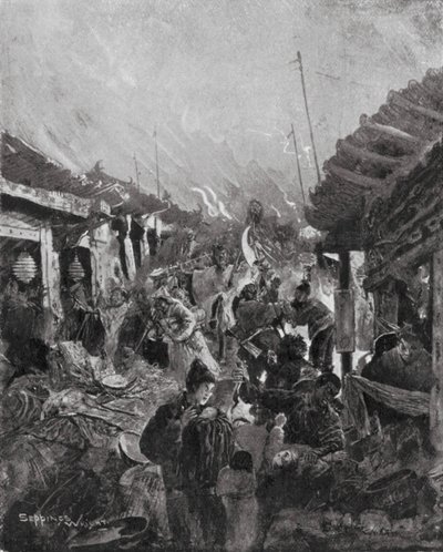 El saqueo de Pekín por el rebelde Li (litografía) de Henry Charles Seppings Wright