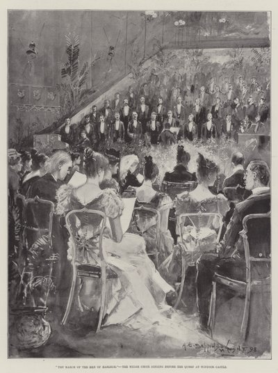 La marcha de los hombres de Harlech, el coro galés cantando ante la Reina en el Castillo de Windsor de Henry Charles Seppings Wright
