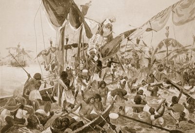 La Batalla Naval en Pelusium, ilustración de 