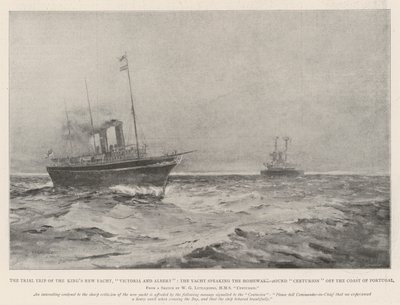 El viaje de prueba del nuevo yate del Rey, Victoria y Albert, el yate hablando con el Centurión de regreso a casa frente a la costa de Portugal de Henry Charles Seppings Wright