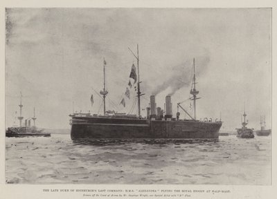 El último mando del difunto Duque de Edimburgo, HMS Alexandra ondeando el estandarte real a media asta de Henry Charles Seppings Wright