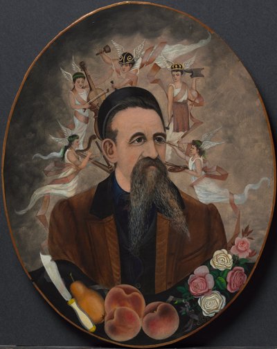 Autorretrato con cinco musas, c. 1880 (óleo sobre papel montado sobre tabla) de Henry Church