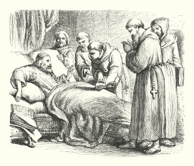Wycliffe en su lecho de muerte de Henry Courtney (after) Selous