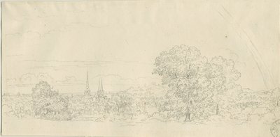 Lichfield - Vista distante: dibujo a pluma, nd [1788-1855] de Henry Curzon Allport