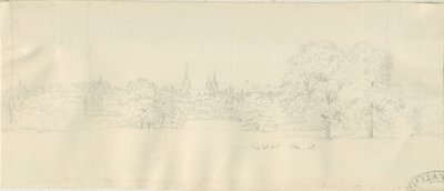 Lichfield - Vista norte (distante): dibujo a lápiz, nd [1788-1855] de Henry Curzon Allport