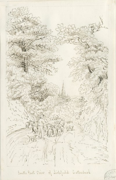 Catedral de Lichfield - Vista Sureste (distante) de Henry Curzon Allport