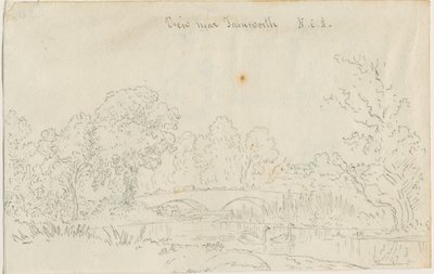 Tamworth - Puente: dibujo a pluma de Henry Curzon Allport