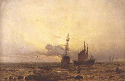 Escena costera, atardecer de Henry Dawson