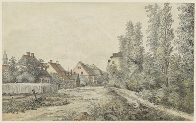Carretera de pueblo con casas (¿en Alemania?) de Henry Edridge