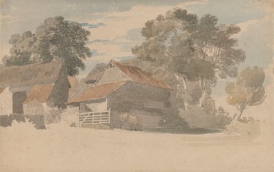 Edificios agrícolas con árboles de Henry Edridge