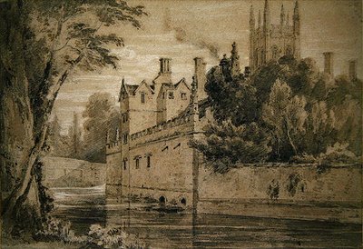 Magdalen College - Una Vista en el Cherwell mirando hacia el Puente de Henry Edridge