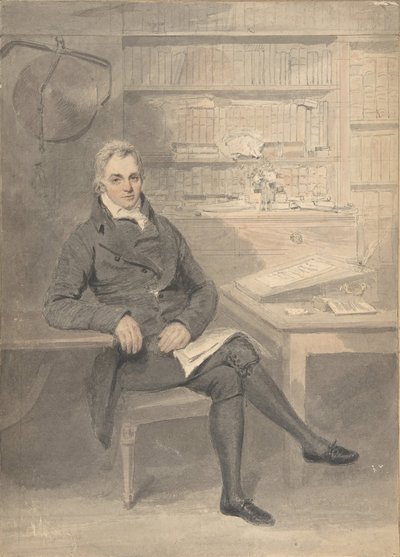 Retrato de un hombre, sentado frente a un escritorio, 1795-1800 de Henry Edridge