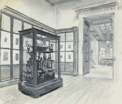 Vista interior del Museo Británico mostrando la galería de grabados de Henry Edward Tidmarsh