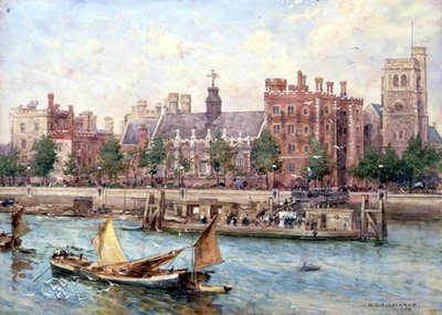 Palacio de Lambeth desde el puente de Henry Edward Tidmarsh