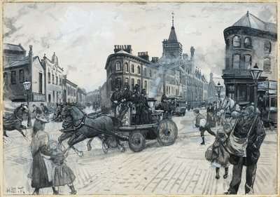 The Junction, Hulme : Una llamada a un incendio de Henry Edward Tidmarsh