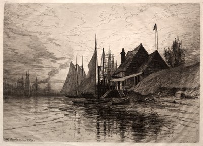 Atardecer, Puerto de Nueva York, 1884 de Henry Farrer