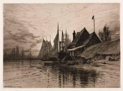Atardecer, Puerto de Nueva York, 1884 de Henry Farrer