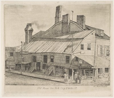 Casa Antigua, Esquina de Peck Slip y Water Street de Escenas del Viejo Nueva York, 1870 de Henry Farrer