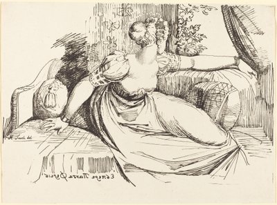 Una mujer sentada junto a la ventana de Johann Heinrich Füssli