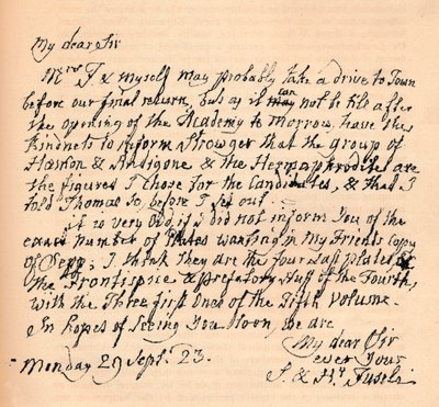 Una carta de Henry Fuseli, 29 de septiembre de 1823 1904 de Johann Heinrich Füssli