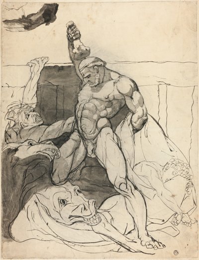 Hércules matando a las yeguas de Diomedes de Johann Heinrich Füssli