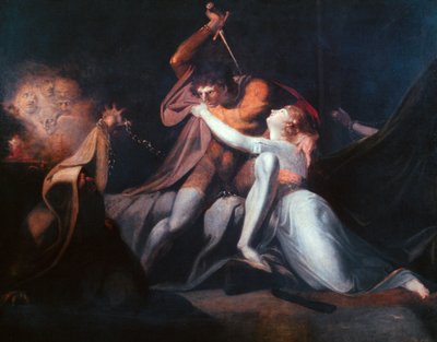Percival entregando a Belisane..., exhibido 1783 de Johann Heinrich Füssli