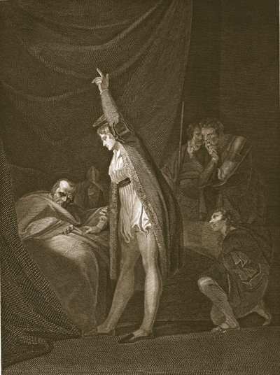 La muerte del cardenal Beaufort, grabado por W. Bromley, ilustración de 
