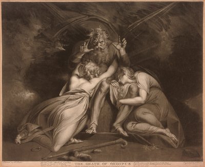 La muerte de Edipo, grabado por William Ward de Johann Heinrich Füssli