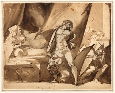 El descubrimiento (anverso), Dos esbozos de figuras masculinas de pie (reverso) de Henry Fuseli