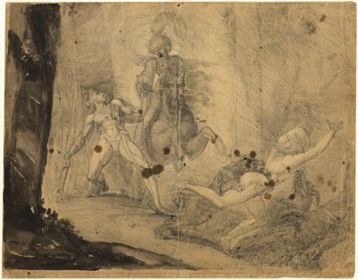 Teodoro se encuentra en el bosque con el espectro de su ancestro Guido Cavalcanti, persiguiendo con mastines a su antigua amante desdeñosa de Johann Heinrich Füssli