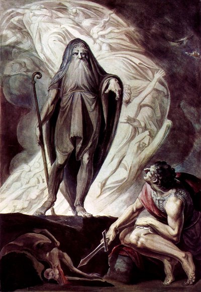 Tiresias aparece a Ulises durante el sacrificio de Johann Heinrich Füssli