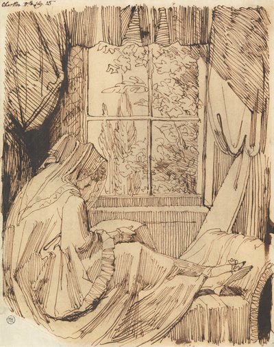Mujer leyendo, sentada ante una ventana de Johann Heinrich Füssli