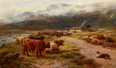 Descanso de la manada en las tierras altas, Argyllshire de Henry Garland