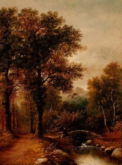 Un Pescador junto a un Arroyo en el Bosque de Henry Harris