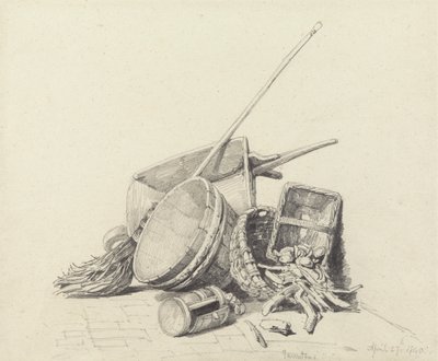 Naturaleza muerta con carretilla y cestas, 27 de abril de 1840 de Henry Harris Lines