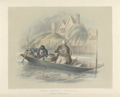 Pesca de barbos, Twickenham, de un conjunto de seis imágenes de pesca de Henry Heath