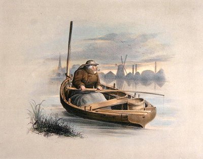 Pesca de anguilas, Battersea, de un conjunto de seis imágenes de pesca de Henry Heath
