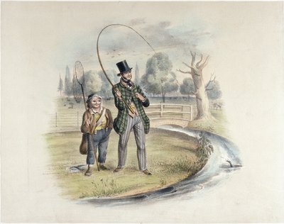Pesca de percas, Teddington, de un conjunto de seis imágenes de 