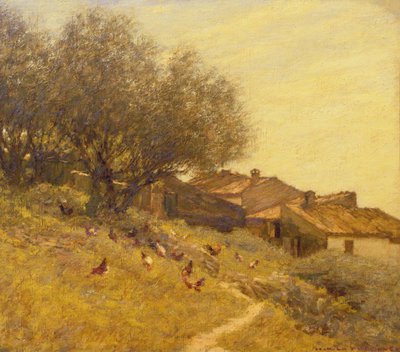 Un pueblo en la ladera en Provenza de Henry Herbert La Thangue
