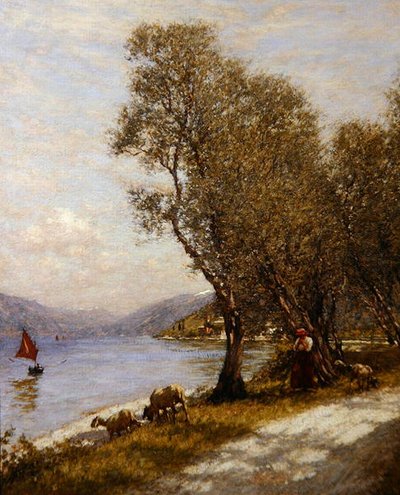 Una pastora veronesa, Lago de Garda de Henry Herbert La Thangue