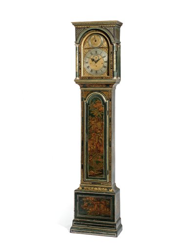 Reloj de pie de cuartos azul Japanned de Jorge III, York, c.1760 de Henry Hindley