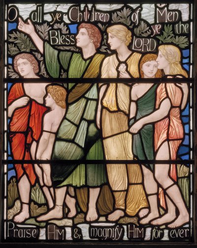 Oh todos los hijos de los hombres, detalle de la ventana Benedicite de Henry Holiday