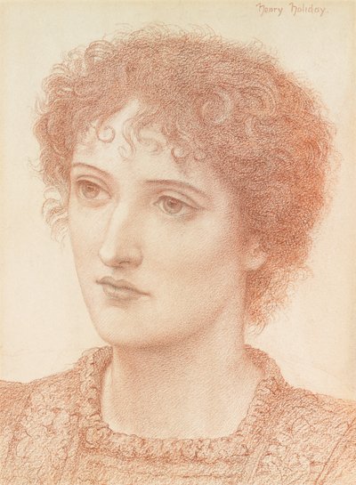 Estudio de una Joven (tizas rojas sobre papel) de Henry Holiday