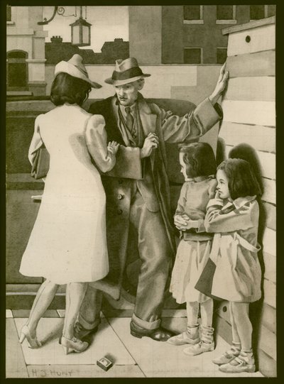 Un altercado, c.1935 (lavado sobre papel) de Henry J. Hunt