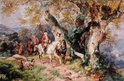 Figuras del siglo XVIII en un paisaje de Henry James G. Holding