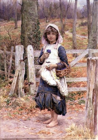 Niña sosteniendo una flor de Henry James Johnstone