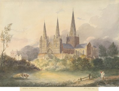 Catedral de Lichfield - Vista oeste de Henry James Noyes