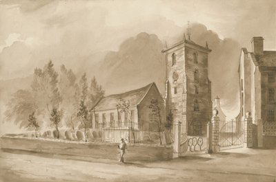 Iglesia de Willenhall: dibujo en sepia, nd [1844] de Henry James Noyes